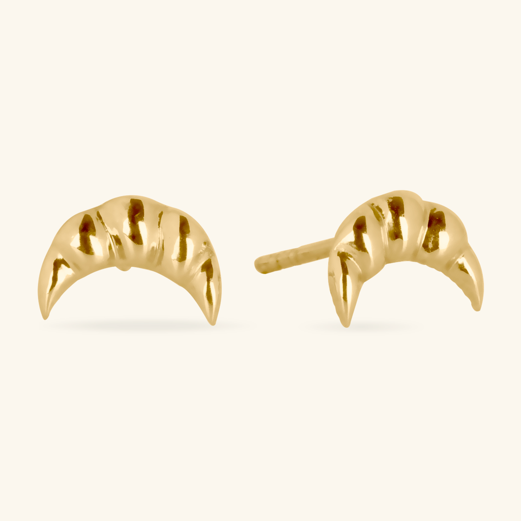 Croissant Studs, Handcrafted in 14k solid gold