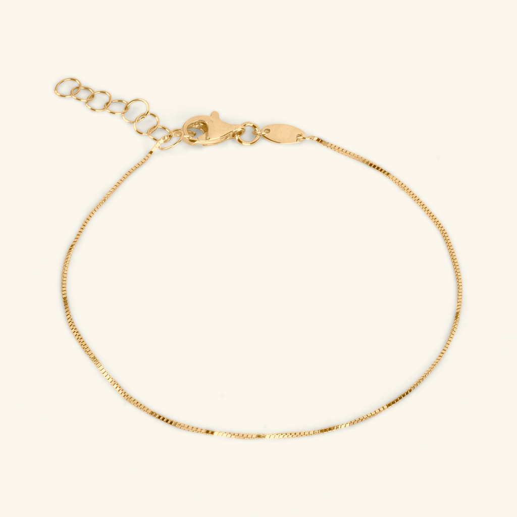 Box Chain Bracelet, Made in 14k solid gold