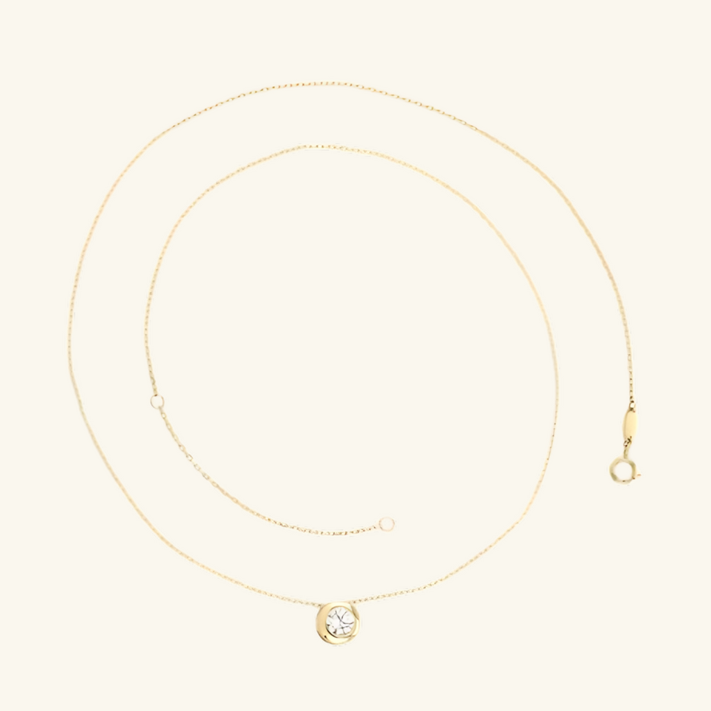 Large Bezel Necklace, Crafted in 14k solid gold