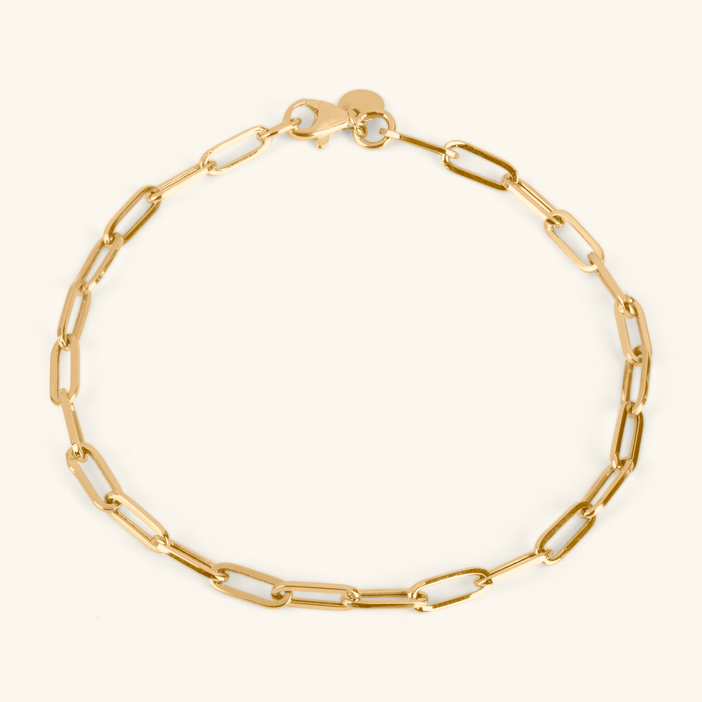Paperclip Chain Anklet, Handcrafted in 14k solid gold.