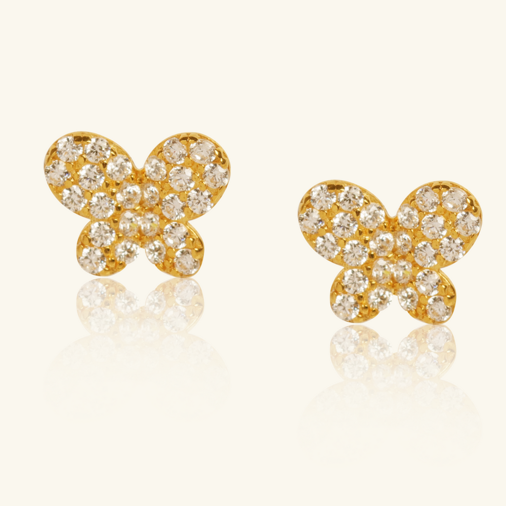 Pavé Butterfly Studs, Set in 18k solid gold