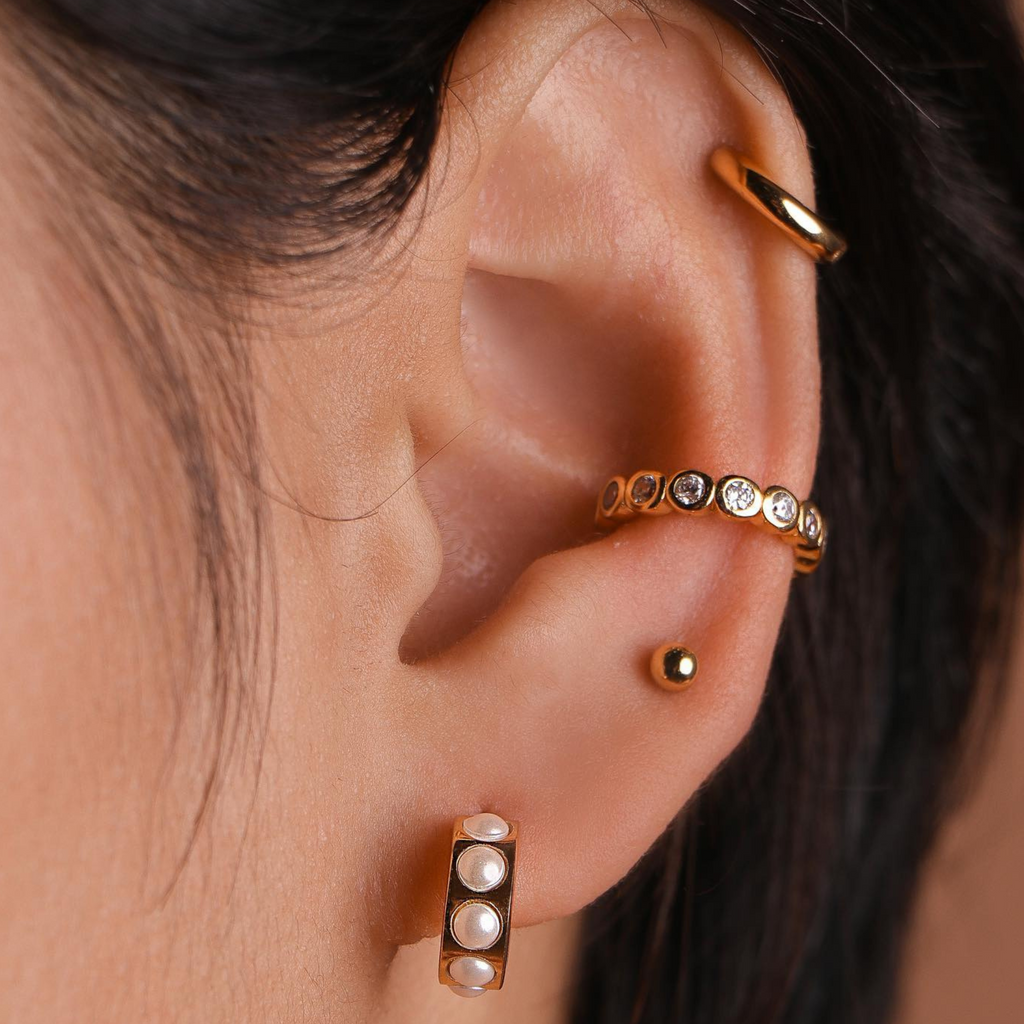 Pearl Ear Cuff Rose Gold Vermeil, Handcrafted in 925 sterling silver