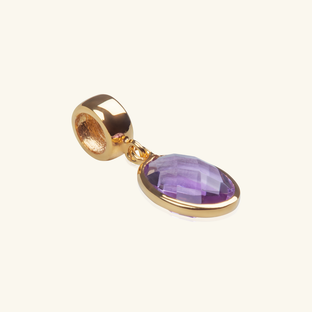 Amethyst Oval Charm, Made in 18k solid gold