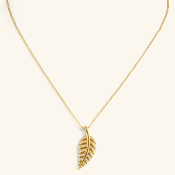 Pavé Leaf Necklace, Handcrafted in 925 sterling silver