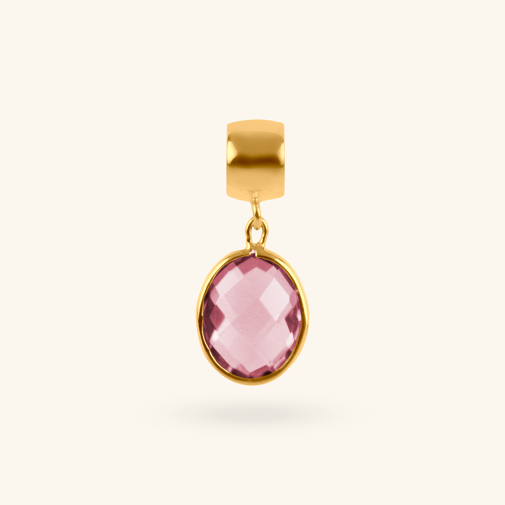 Amethyst Wide Oval Charm, Made in 18k solid gold
