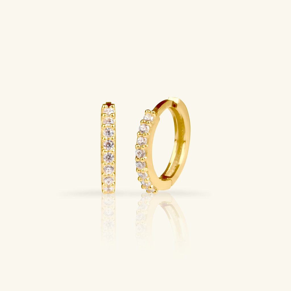 Single Line Mini Hoops,Made in 18k Solid gold