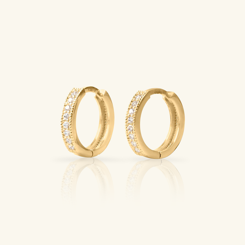 Pavé Mini Hoops, Made in 18k solid gold