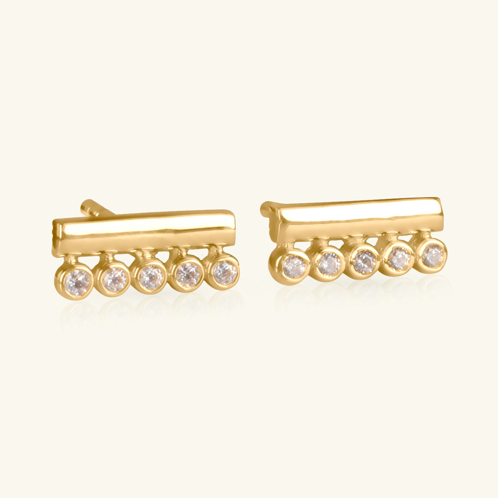 Bar Duo Studs, Made in 14k solid gold