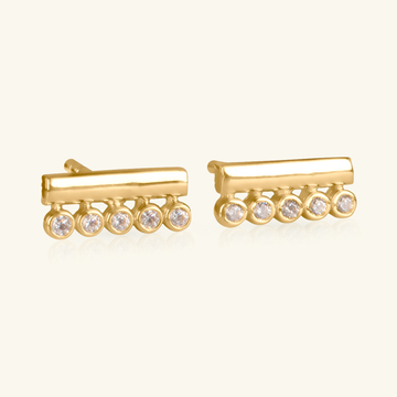 Bar Duo Studs, Made in 14k solid gold