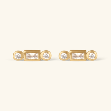 Trio Bezel Bar Studs,Handcrafted in 925 sterling siver