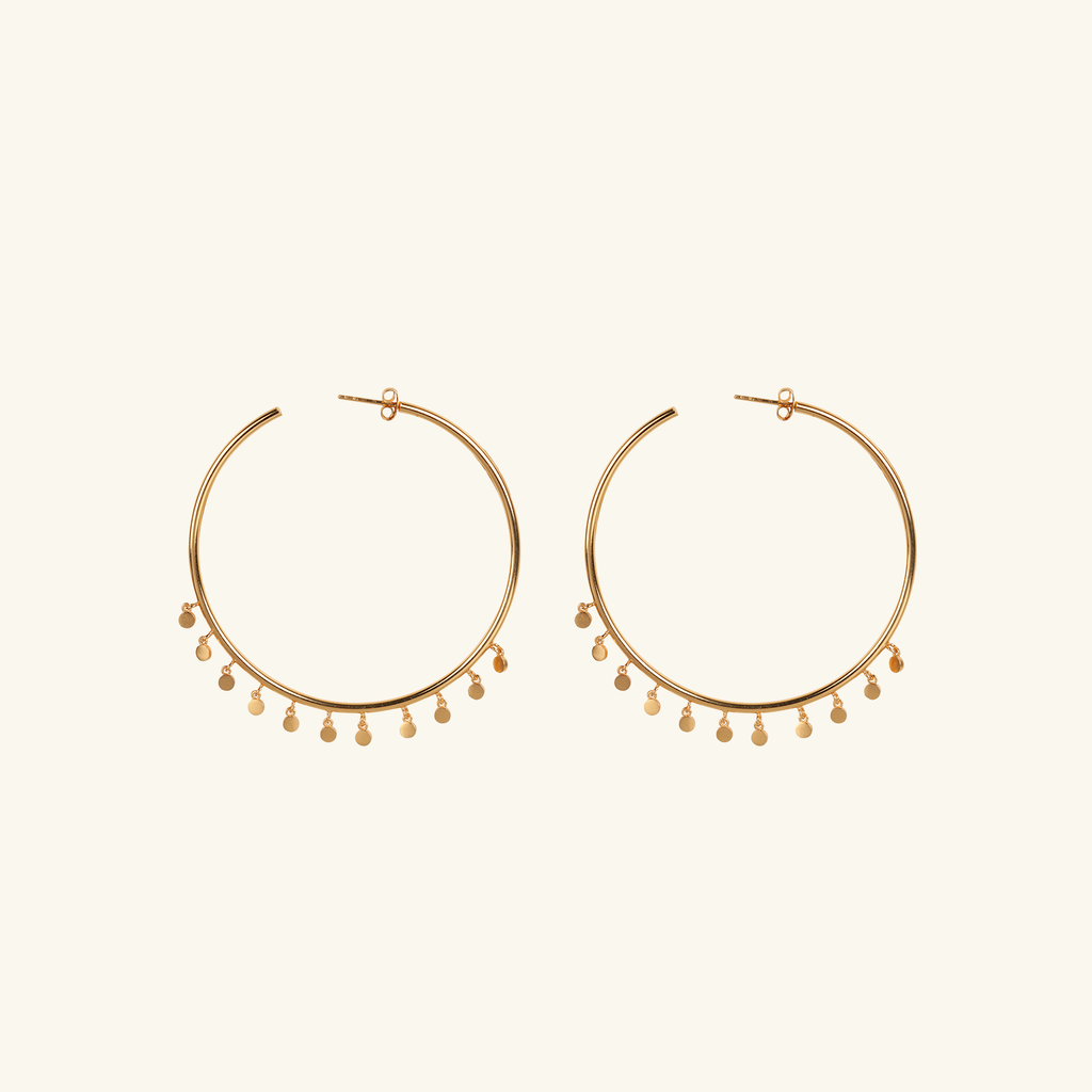 Shaker Disc Hoops,Handcrafted in 925 Sterling Silver