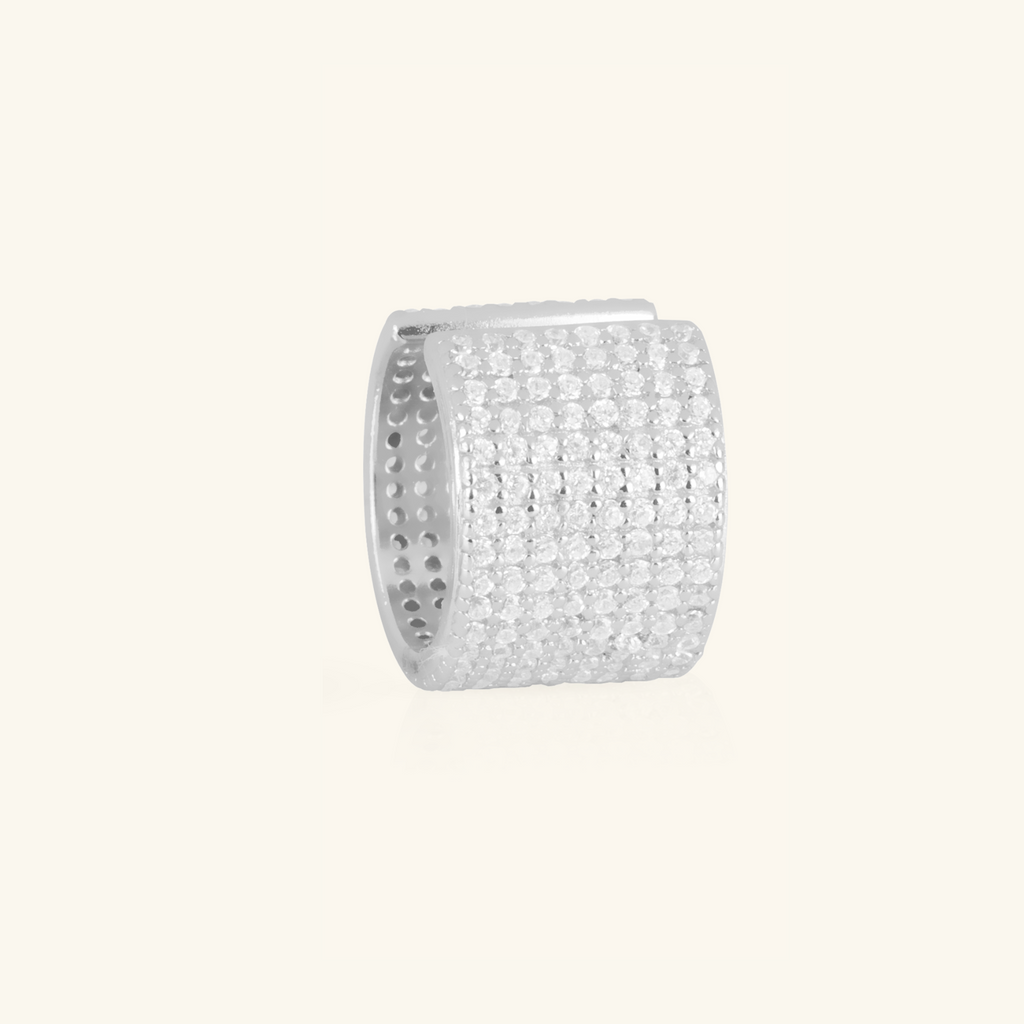Pavé Bold Cuff Sterling Silver, Handcrafted in 925 sterling silver