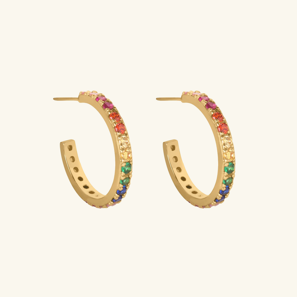 Rainbow Midi Hoops, Handcrafted in 925 sterling silver