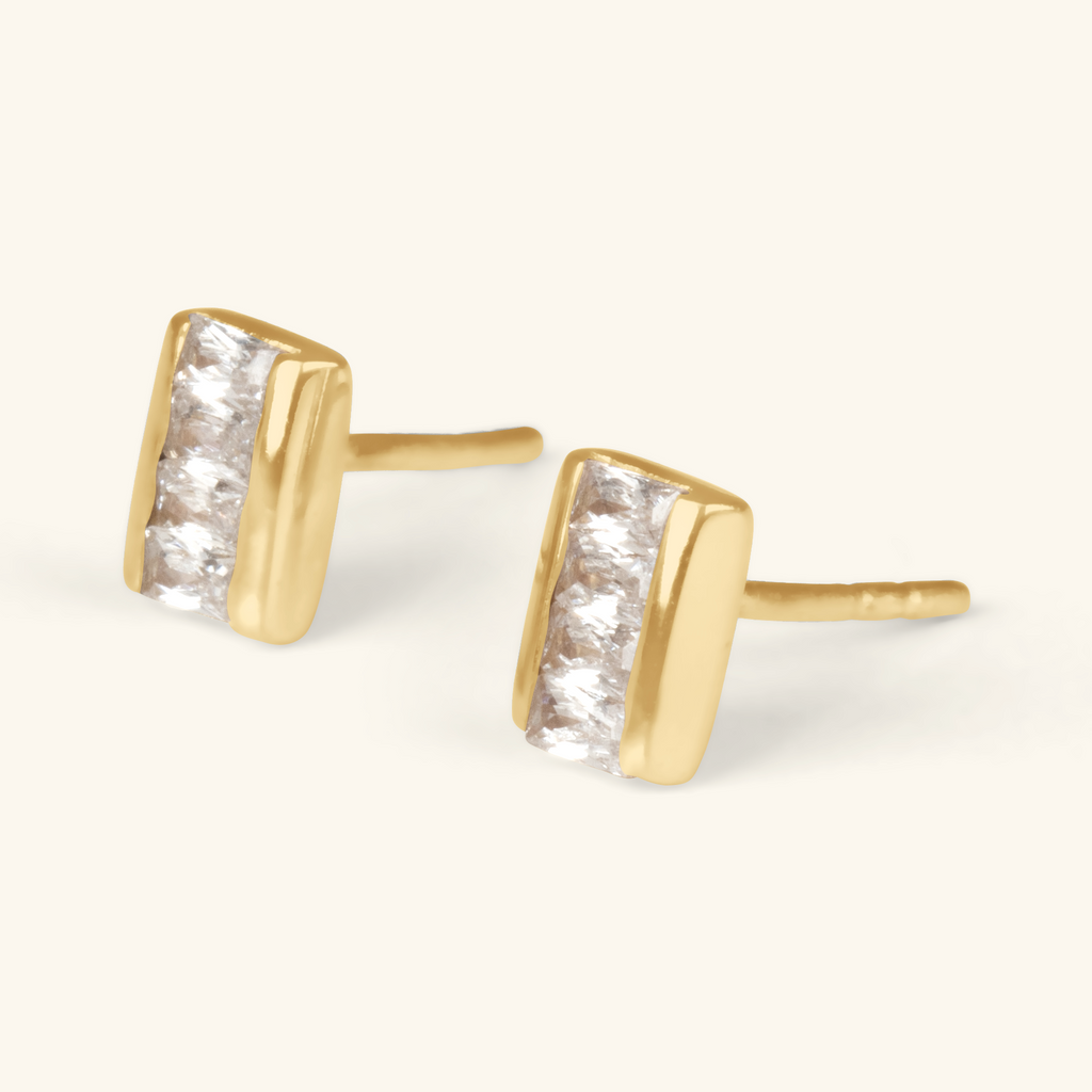 Square Bar Studs,Handcrafted in 925 Sterling Silver