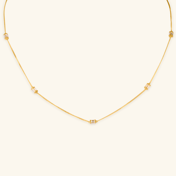 Baguette Cut Cz Necklace, Made in 14k solid gold
