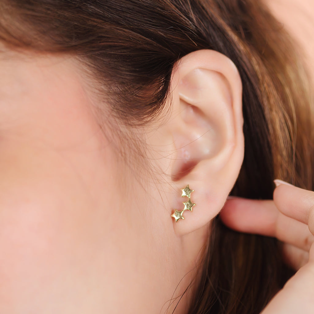 Star Cluster Studs,Made in 14k Solid Gold