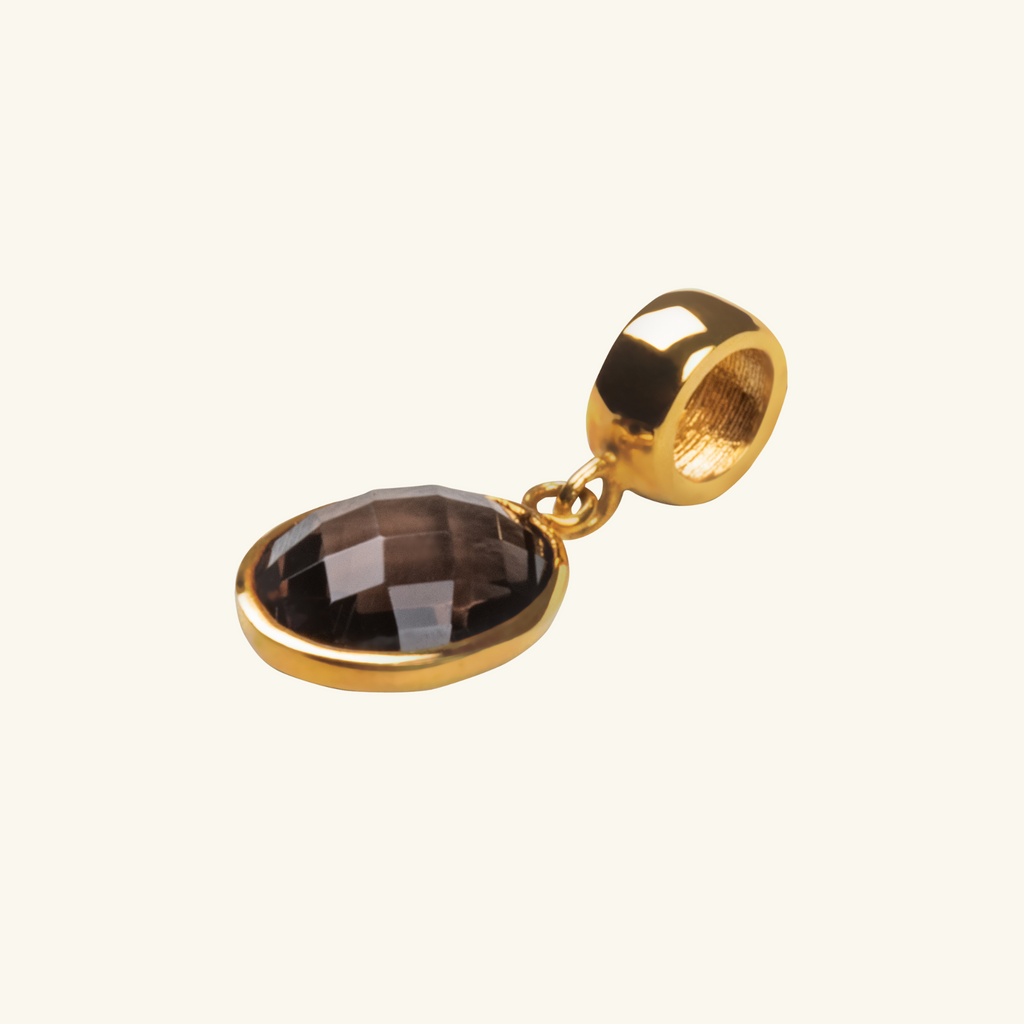 Black Sapphire Oval Charm, Made in 18k solid gold