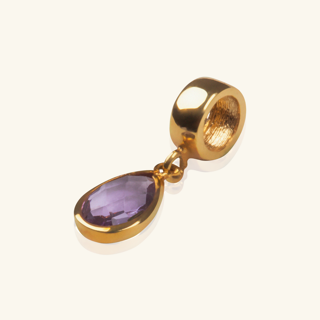 Amethyst Pear Charm, Made in 18k solid gold