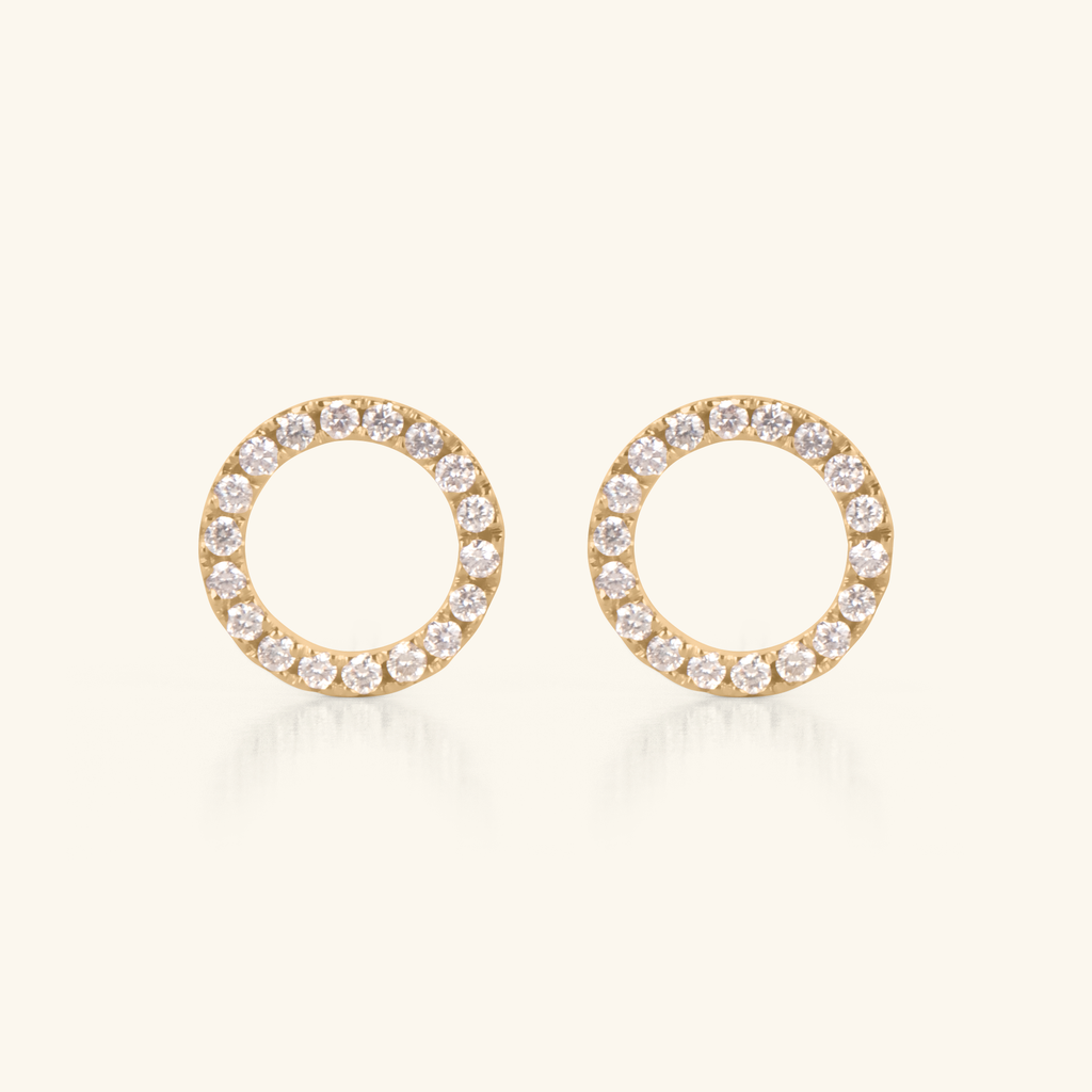 Diamond Halo Studs, Handcrafted in 14k solid gold and set with ethically sourced diamonds in pavé setting