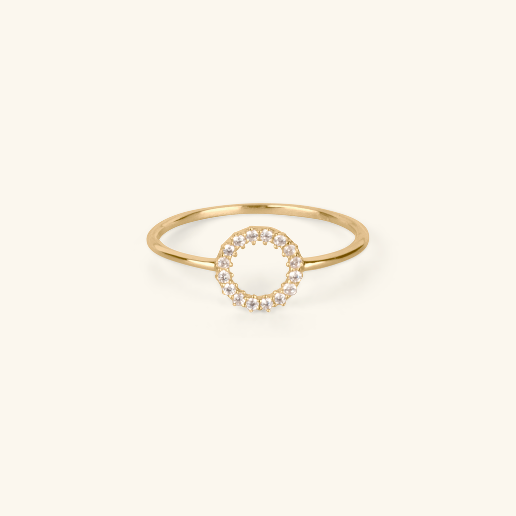 Halo Stacker Ring, Made in 14k solid gold