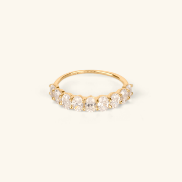 Oval Cut Half Eternity Ring, Made in 14k solid gold