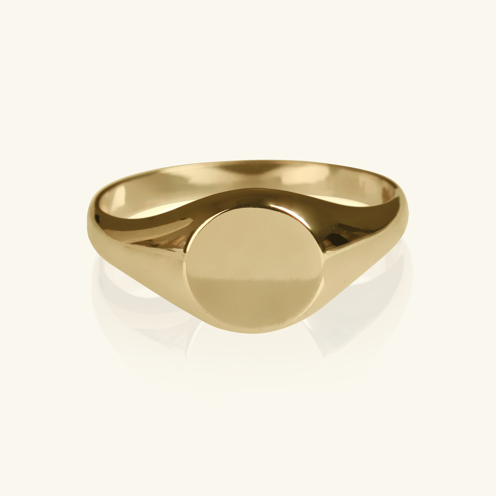 Engravable Oxford Signet Ring, Made in 14k solid gold