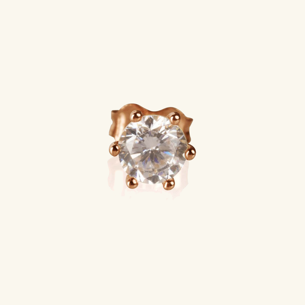 Single Solitaire Stud,Made in 18k Solid Gold