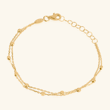 Layered Sphere Chain Bracelet, Handcrafted in 14K solid gold
