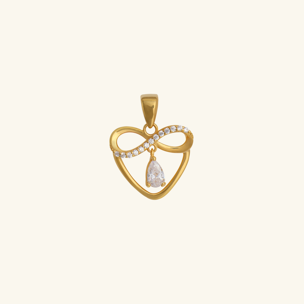 Infinity Heart Pendant, Made in 18k solid gold