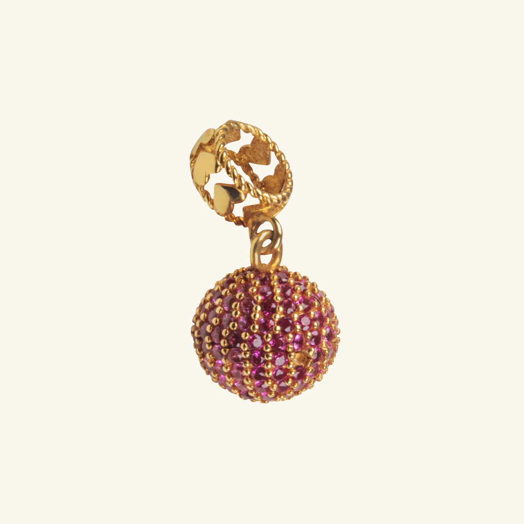 Ruby Drop Charm, Made in 18k solid gold