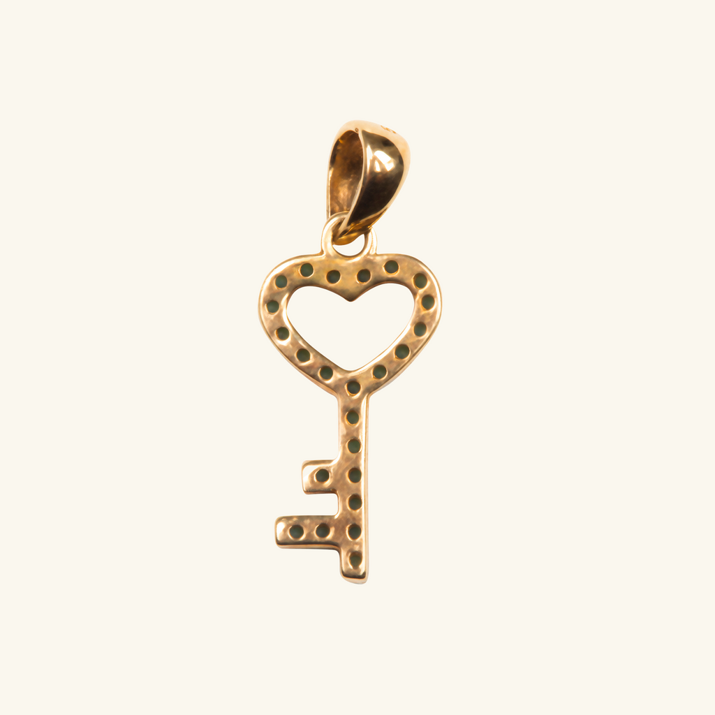 Turquoise Key Pendant,Made in 14k Solid Gold