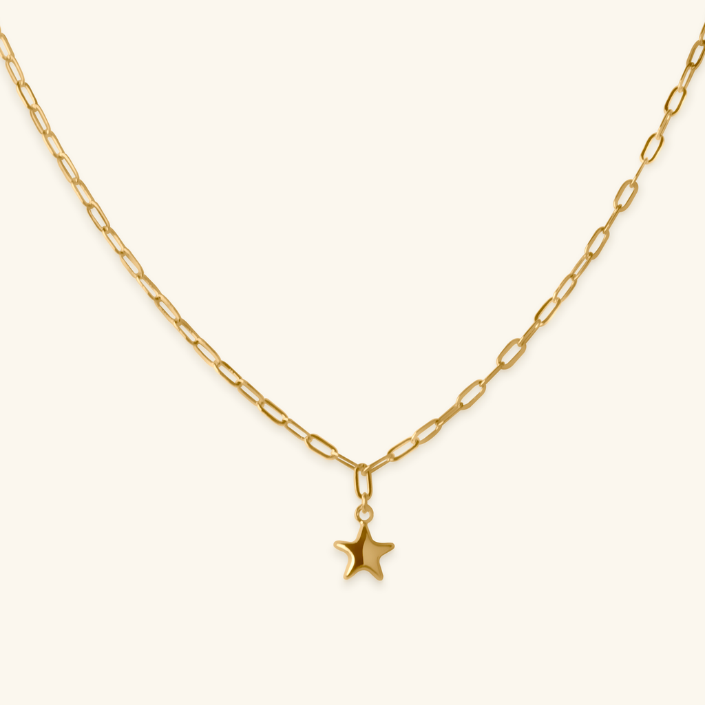 Star Clip Necklace.Made in 14k Solid Gold