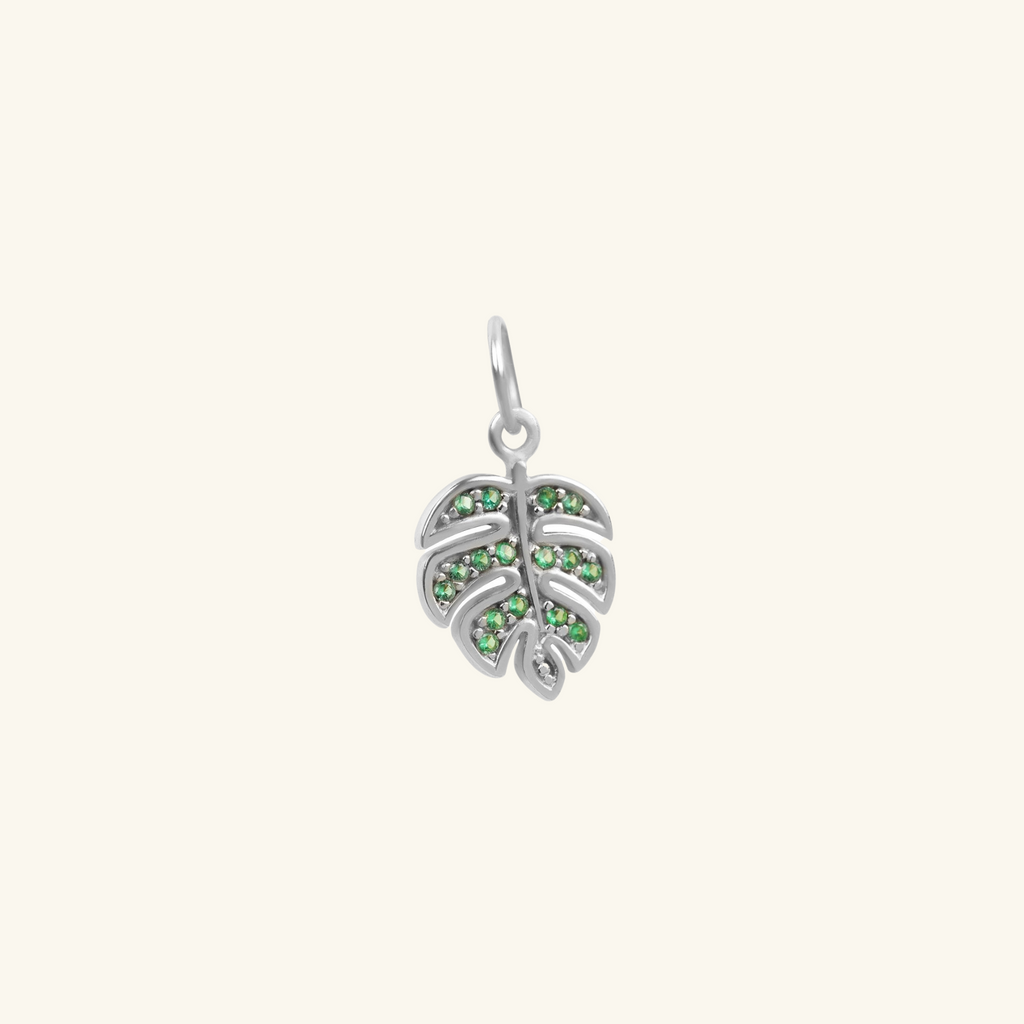 Monstera Leaf Charm Pendant Sterling Silver, Handcrafted in 925 sterling silver