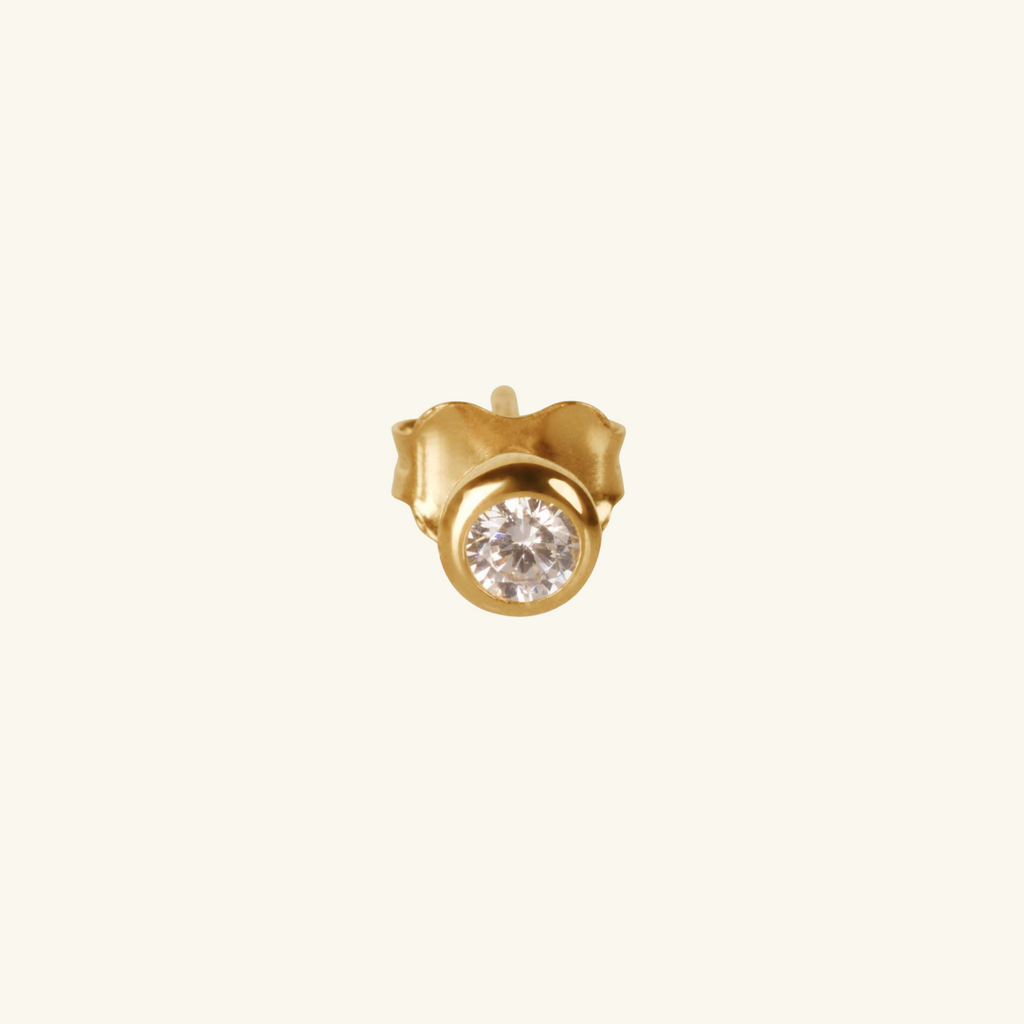 Single Mini Essential Stud,Made in 18k Solid Gold