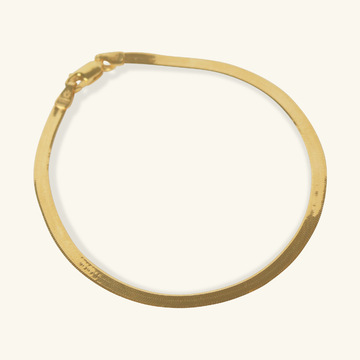 Bold Herringbone Chain Bracelet, Made in 14k solid gold.