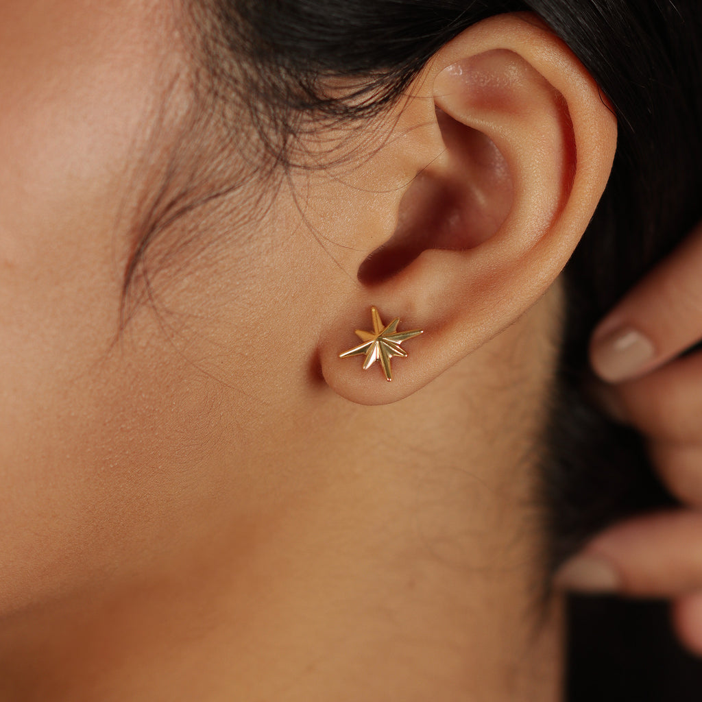 Bold Northstar Studs, Crafted in 18k yellow gold