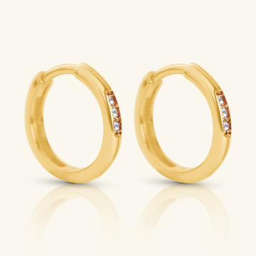Pavé Trio Diamond Huggie Hoops, Made in 18k solid gold and set with natural diamonds.
