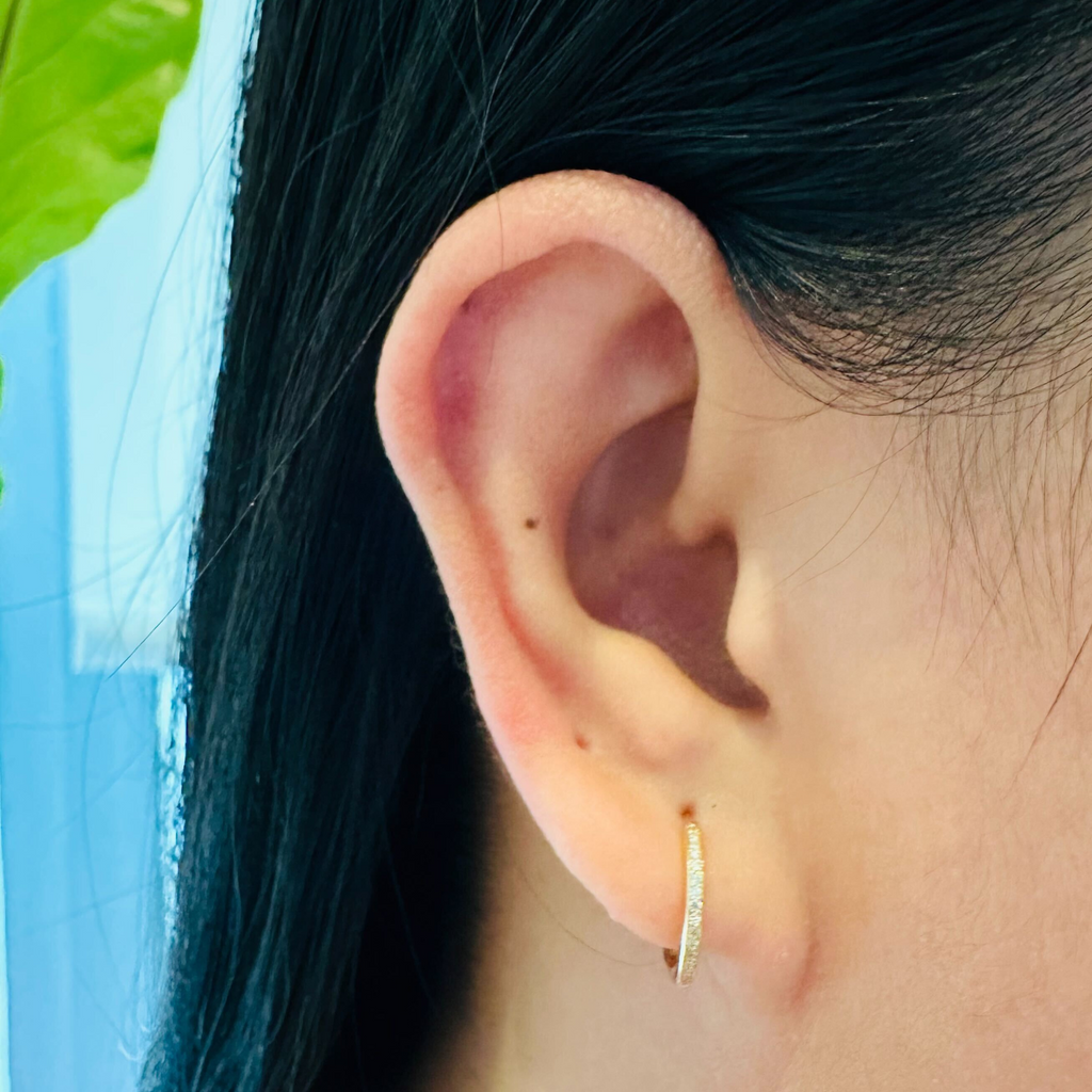 Pavé Diamond Small Hoops, Crafted in 18k solid gold.