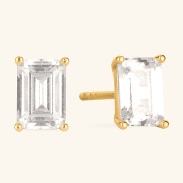 Emerald Cut Studs, Set in the finest 14k solid gold
