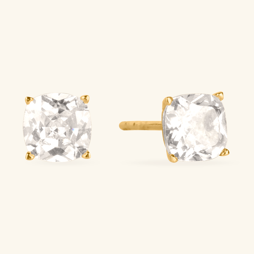 Square Cut Studs,Made in 14k Solid Gold