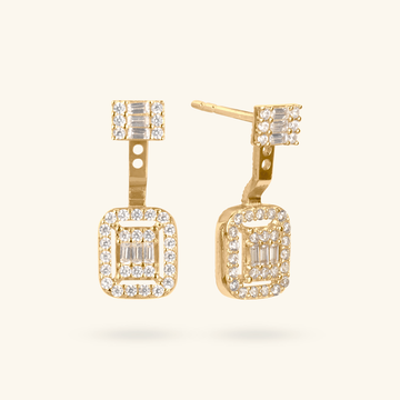 Adjustable Pavé Drop Earrings, Made in 14k solid gold
