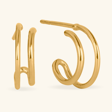 Twin Hoops,Made in 14k solid gold