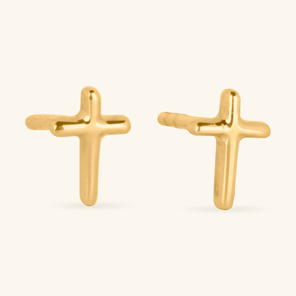 Cross Studs,Made in 14k solid gold