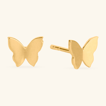 Butterfly Studs, Made in 14k solid gold.