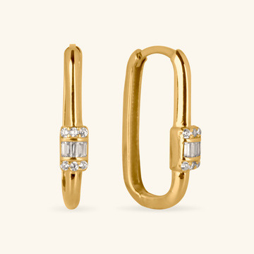 Block Large U Hoops,Made in 14k solid gold