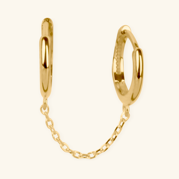 Short Chain Huggie Earrings,Made in 14k solid gold
