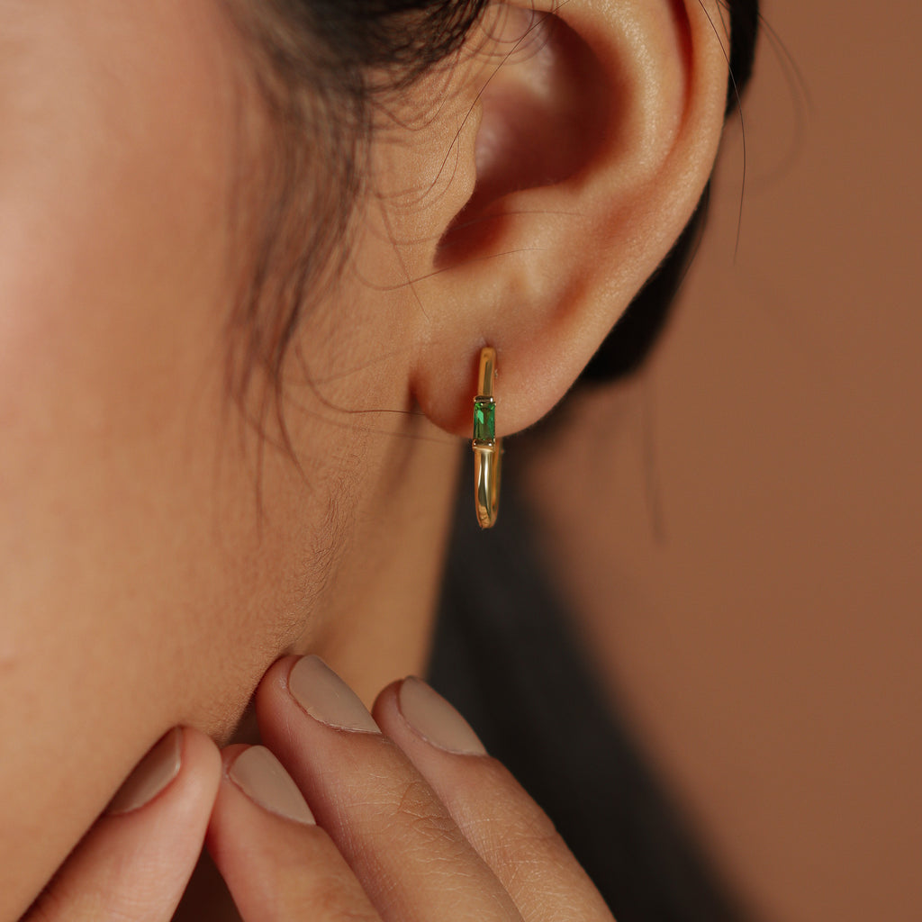 Gemstone U Hoops, Crafted in 18k solid gold