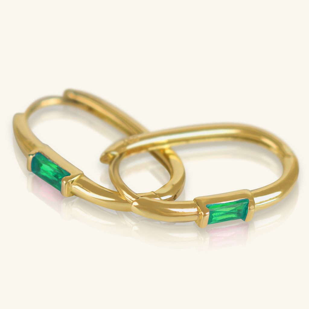 Gemstone U Hoops, Crafted in 18k solid gold