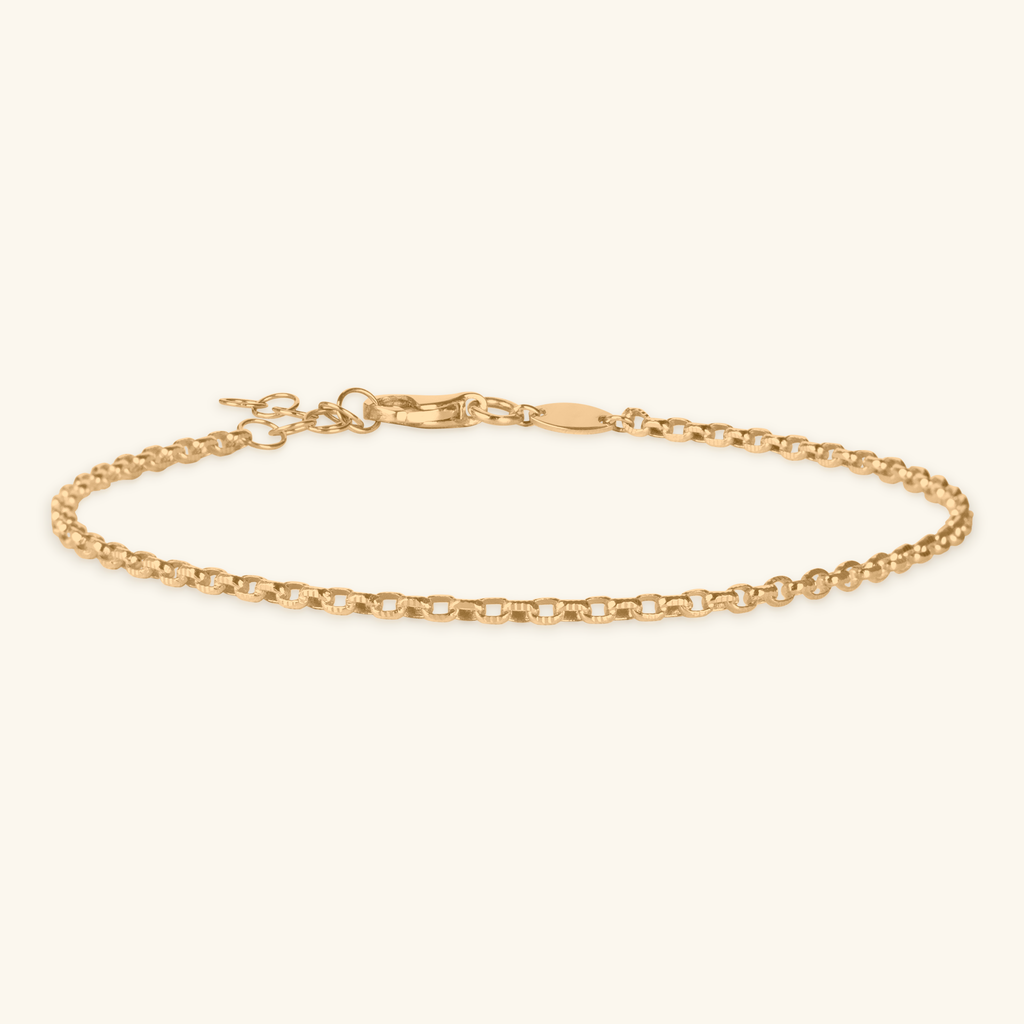 Cable Chain Anklet, Made in 14k solid gold.