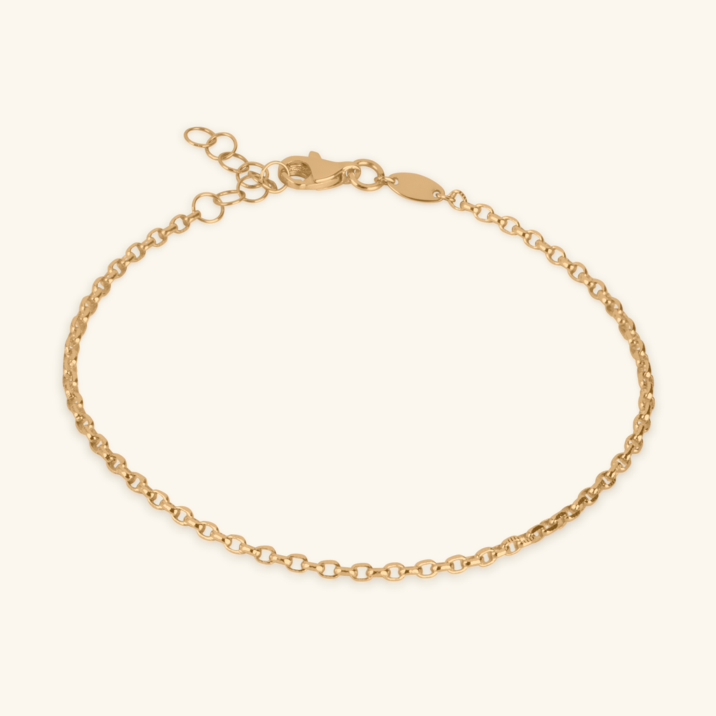Cable Chain Bracelet, Made in 14k solid gold.